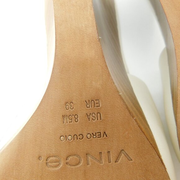 VINCE Ivory Leather Wedge Slide Heel Sandals 8.5US / 39EU - Picture 8 of 8